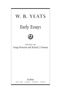 Cover image: The Collected Works of W.B. Yeats Volume IV: Early Essays 9780684807294