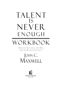 Cover image: Talent is Never Enough Workbook 9781418527730