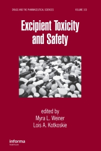 Cover image: Excipient Toxicity and Safety 1st edition 9780367399313