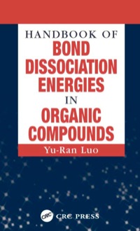 Imagen de portada: Handbook of Bond Dissociation Energies in Organic Compounds 1st edition 9780849315893
