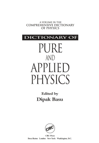 Titelbild: Dictionary of Pure and Applied Physics 1st edition 9780849328909