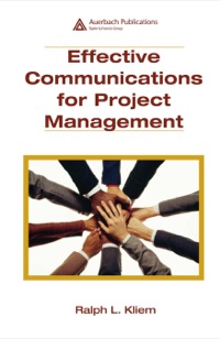 Imagen de portada: Effective Communications for Project Management 1st edition 9781420062465