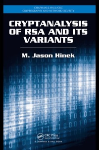 Cover image: Cryptanalysis of RSA and Its Variants 1st edition 9781420075182