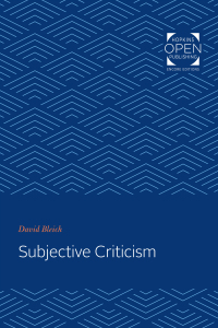 Cover image: Subjective Criticism 9781421434940