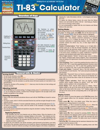 Cover image: TI-83 PLUS CALCULATOR  REFERENCE GUIDE 9781423216711