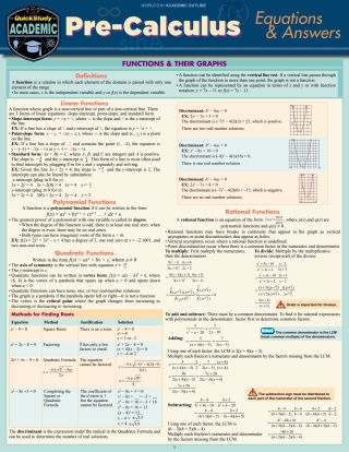Cover image: Pre-Calculus Equations & Answers 1st edition 9781423239963