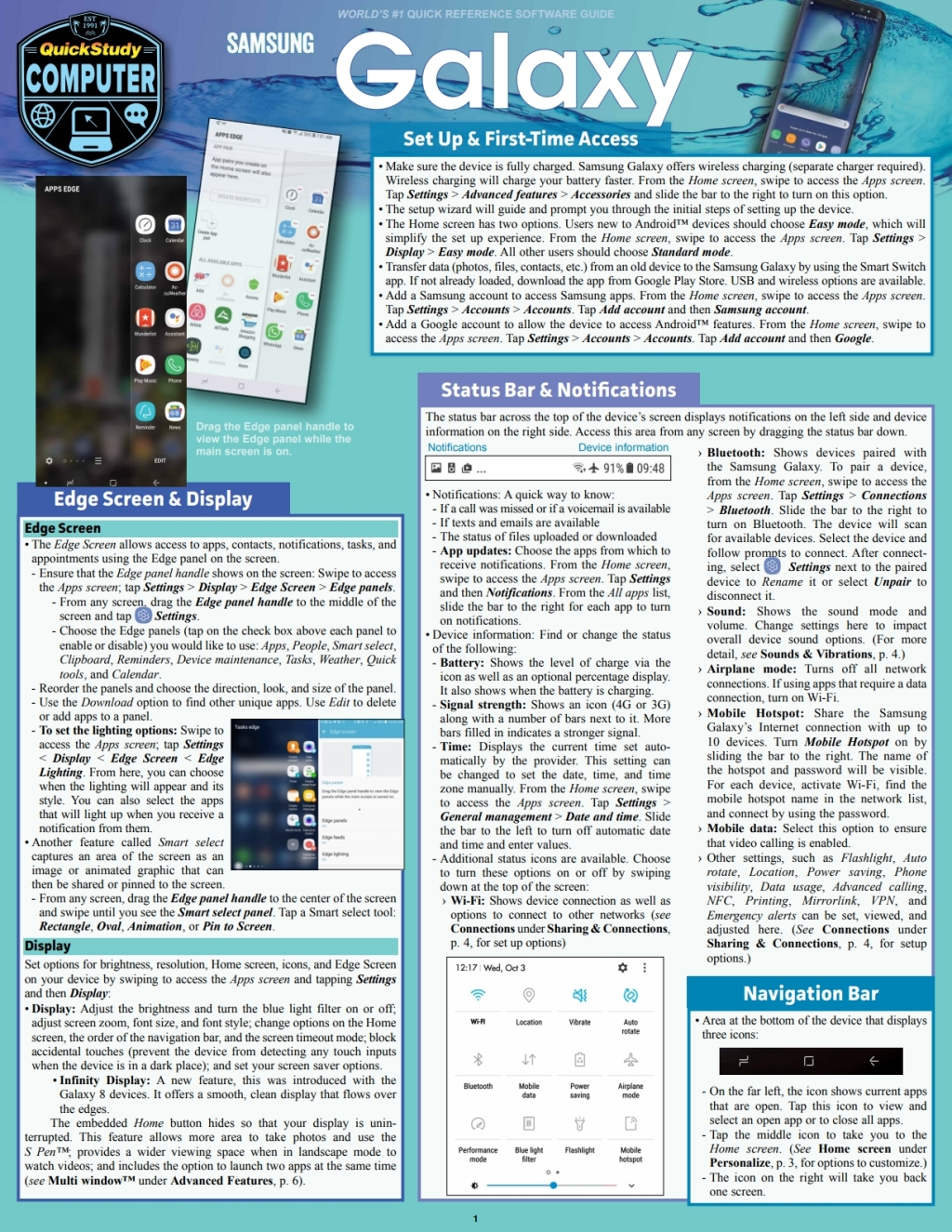 Samsung Galaxy a QuickStudy Laminated Reference Guide 1st Edition