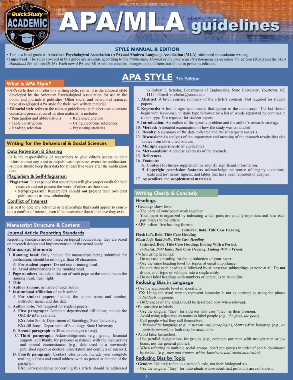 APA/MLA Guidelines a QuickStudy Digital Reference Guide 7th Edition
    Newer Edition Available