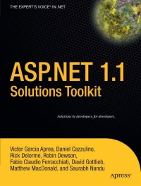 Cover image: ASP.NET 1.1 Solutions Toolkit 9781590594469