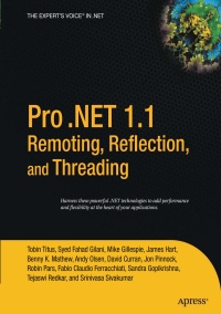 Imagen de portada: Pro .NET 1.1 Remoting, Reflection, and Threading 9781590594520