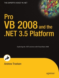 Cover image: Pro VB 2008 and the .NET 3.5 Platform 3rd edition 9781590598221