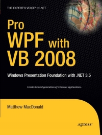 Cover image: Pro WPF with VB 2008 9781590599624