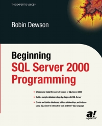 Cover image: Beginning SQL Server 2000 Programming 9781590592526