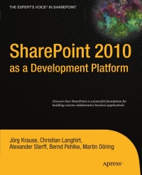 Cover image: SharePoint 2010 as a Development Platform 9781430227069