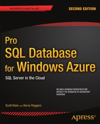 Cover image: Pro SQL Database for Windows Azure 2nd edition 9781430243953