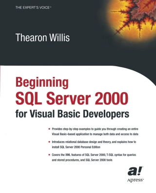 Cover image: Beginning SQL Server 2000 for Visual Basic Developers 9781590592731