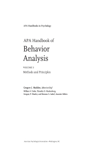 Cover image: APA Handbook of Behavior Analysis, Volume 1 9781433811128
