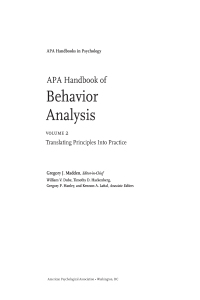 Cover image: APA Handbook of Behavior Analysis, Volume 2 9781433811135