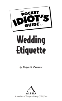 Cover image: The Pocket Idiot's Guide to Wedding Etiquette 9781592577637