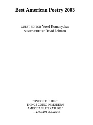 Cover image: The Best American Poetry 2003 9780743203883