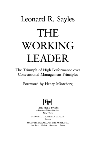 Cover image: The Working Leader 9780684871035