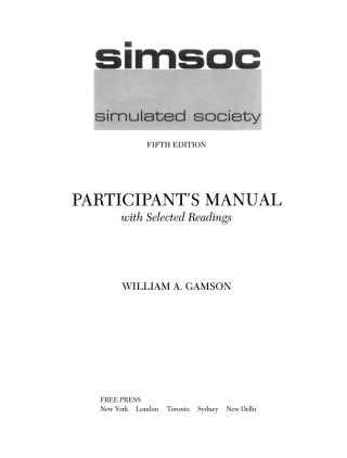 Cover image: SIMSOC: Simulated Society, Participant's Manual 5th edition 9780684871400