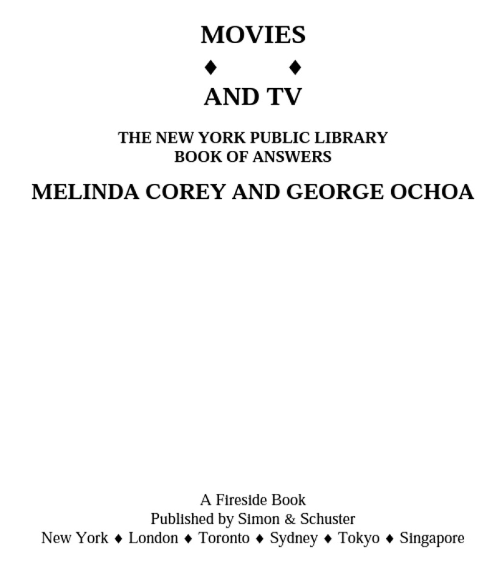 Movies and TV: The New York Public Library Book of Answers