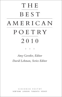 Cover image: The Best American Poetry 2010 9781439181454