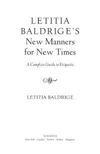 Cover image: Letitia Baldrige's New Manners for New Times 9781501143588
