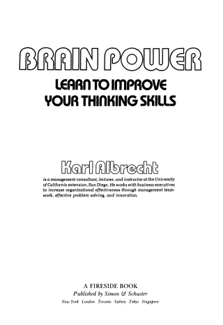 Cover image: Brain Power: Learn to Improve Your Thinking Skills 9780671761981