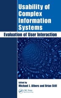 Imagen de portada: Usability of Complex Information Systems 1st edition 9781439828946