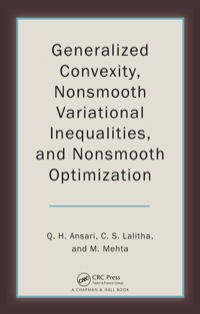 Imagen de portada: Generalized Convexity, Nonsmooth Variational Inequalities, and Nonsmooth Optimization 1st edition 9781439868201