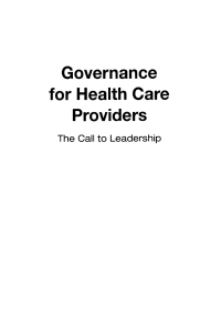 Cover image: Governance for Health Care Providers 1st edition 9781420078534