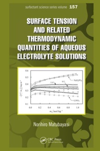 Immagine di copertina: Surface  Tension and Related Thermodynamic Quantities of Aqueous Electrolyte Solutions 1st edition 9780367839932