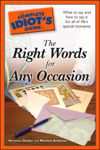 Cover image: The Complete Idiot's Guide to the Right Words for Any Occasion 9781592577323