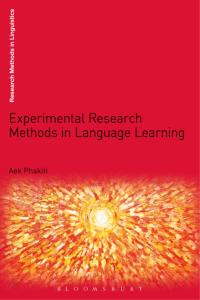 صورة الغلاف: Experimental Research Methods in Language Learning 1st edition 9781441125873