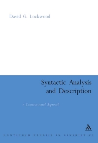 Cover image: Syntactic Analysis and Description 1st edition 9780826478764