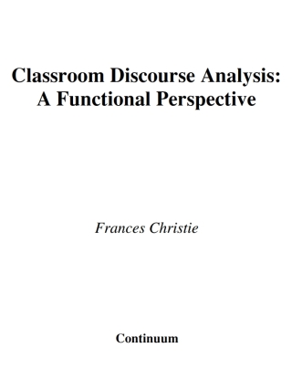 Cover image: Classroom Discourse Analysis 1st edition 9780826453730
