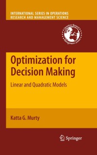 Cover image: Optimization for Decision Making 9781441912909