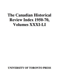Cover image: Canadian Historical Review Index 1950-70 1st edition 9780802021564