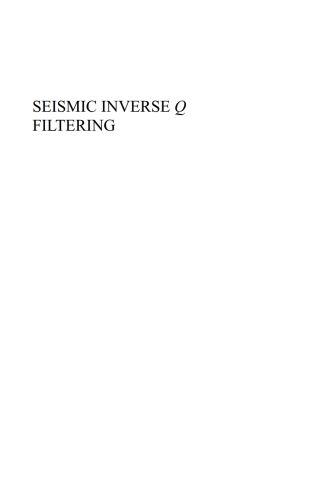 Cover image: Seismic Inverse Q Filtering 1st edition 9781405185400
