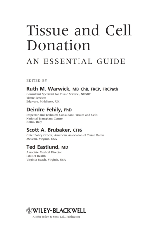 Immagine di copertina: Tissue and Cell Donation 1st edition 9781405163224