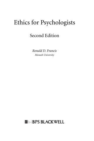 Imagen de portada: Ethics for Psychologists 1st edition 9781405188777