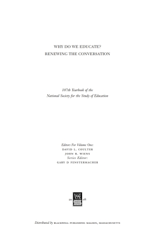 Omslagafbeelding: Why Do We Educate? 1st edition 9781405192170