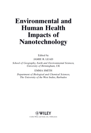 Cover image: Environmental and Human Health Impacts of Nanotechnology 1st edition 9781405176347