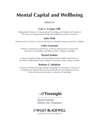 Cover image: Mental Capital and Wellbeing 1st edition 9781405185912