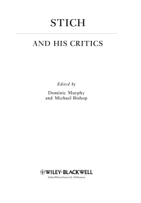 Cover image: Stich and His Critics 1st edition 9781405112079