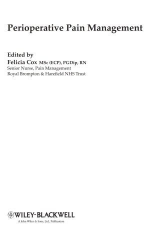 Cover image: Perioperative Pain Management 1st edition 9781405180771