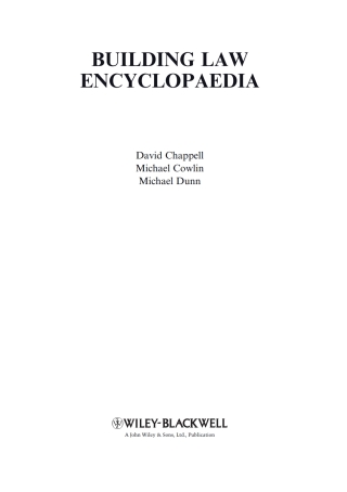 表紙画像: Building Law Encyclopaedia 1st edition 9781405187244