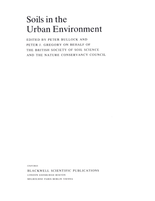 Cover image: Soils in the Urban Environment 1st edition 9780632029884